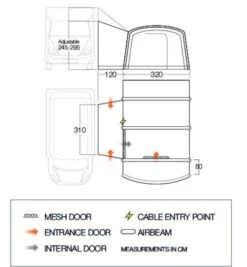 Vango Galli III Tall Air Drive Away Awning -Famous Camping Store vango 2020 awnings floorplan galli tall 1